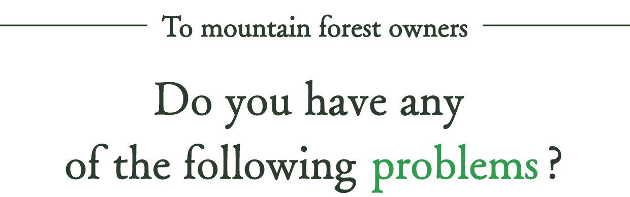 To mountain forest owners Do you have any of the following problems?